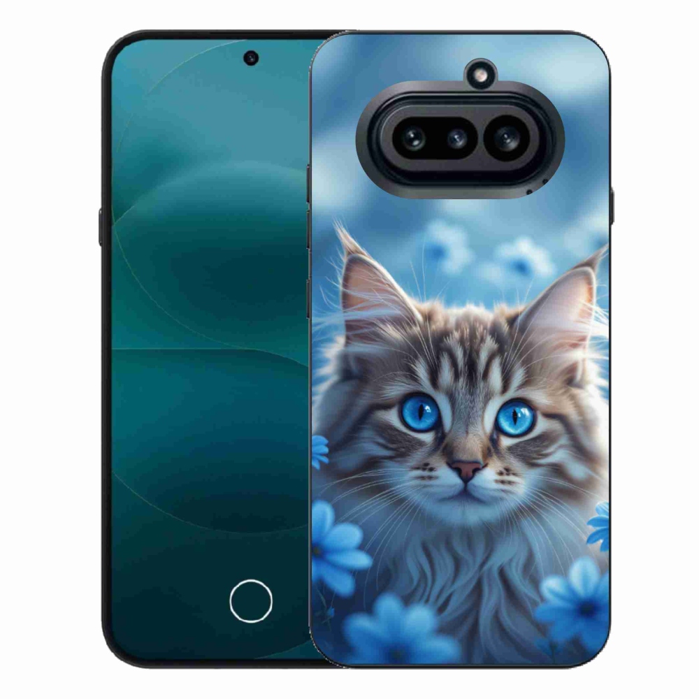 Gelový kryt mmCase na Nothing Phone (4a) - koťátko v modrých květech