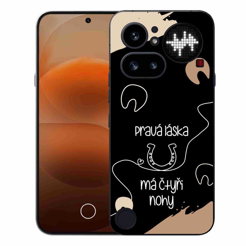 Gelový kryt mmCase na Nothing Phone (4a) - koňský motiv černé pozadí