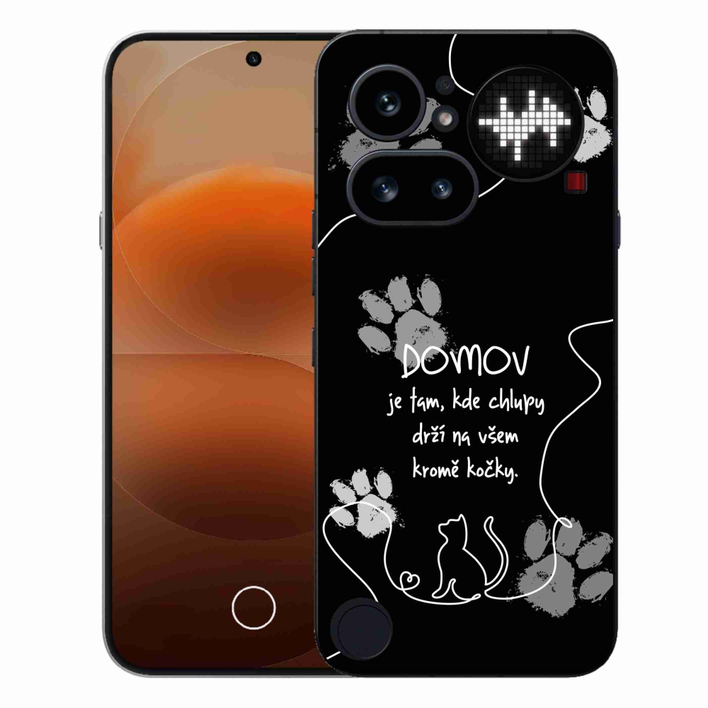 Gelový kryt mmCase na Nothing Phone (4a) - kočičí motiv černé pozadí