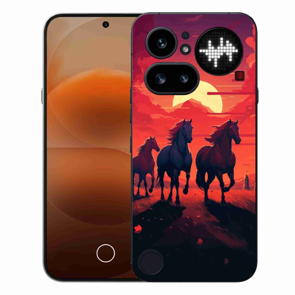 Gelový kryt mmCase na Nothing Phone (4a) - koně a západ slunce