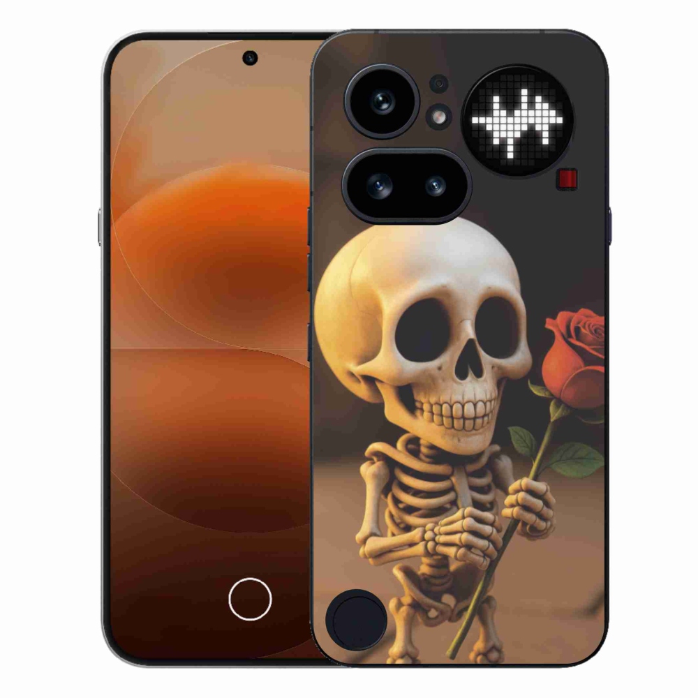 Gelový kryt mmCase na Nothing Phone (4a) - kostlivec s růží