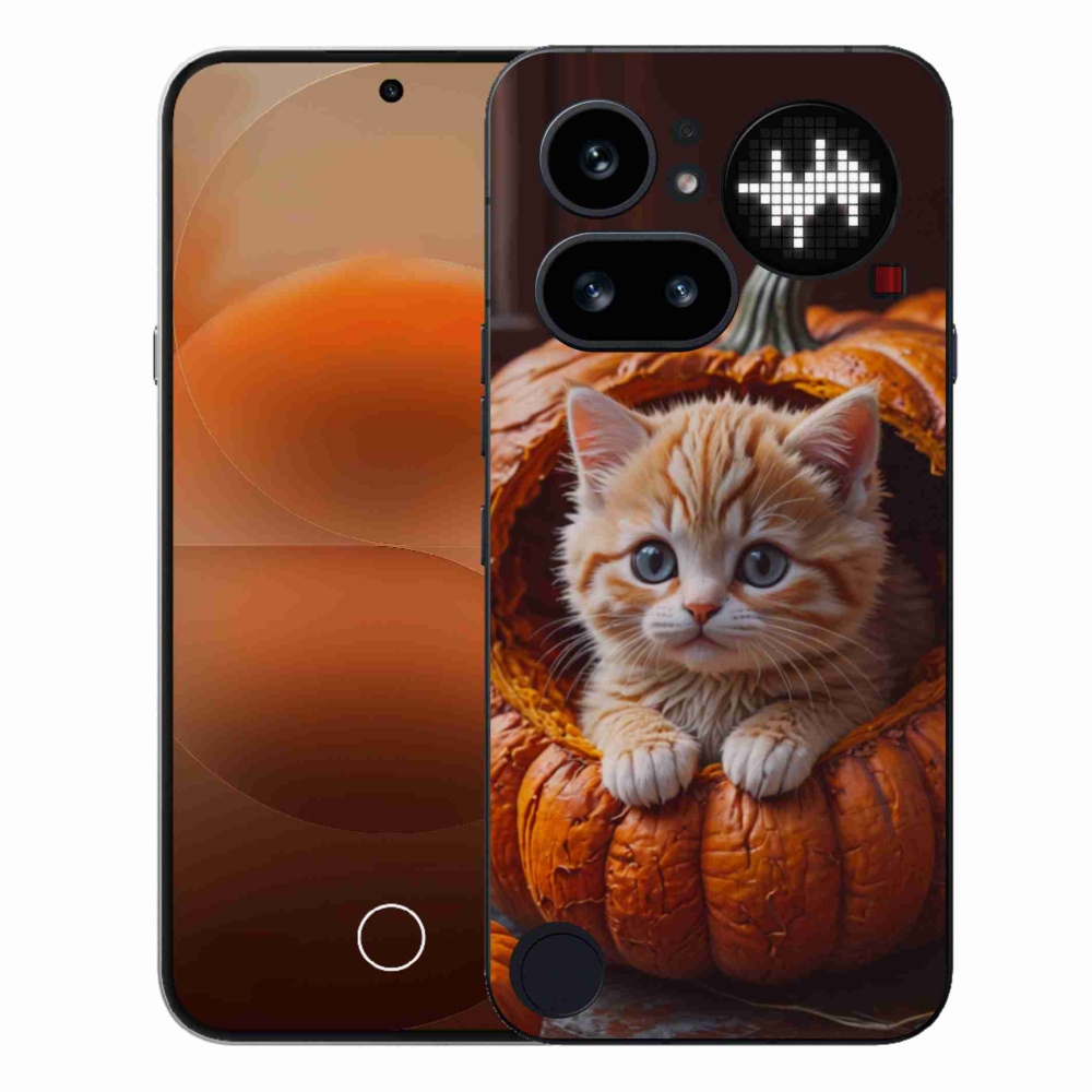 Gelový kryt mmCase na Nothing Phone (4a) - kotě a dýně 2