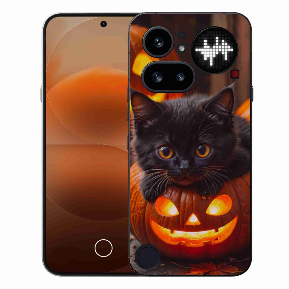 Gelový kryt mmCase na Nothing Phone (4a) - kotě a dýně