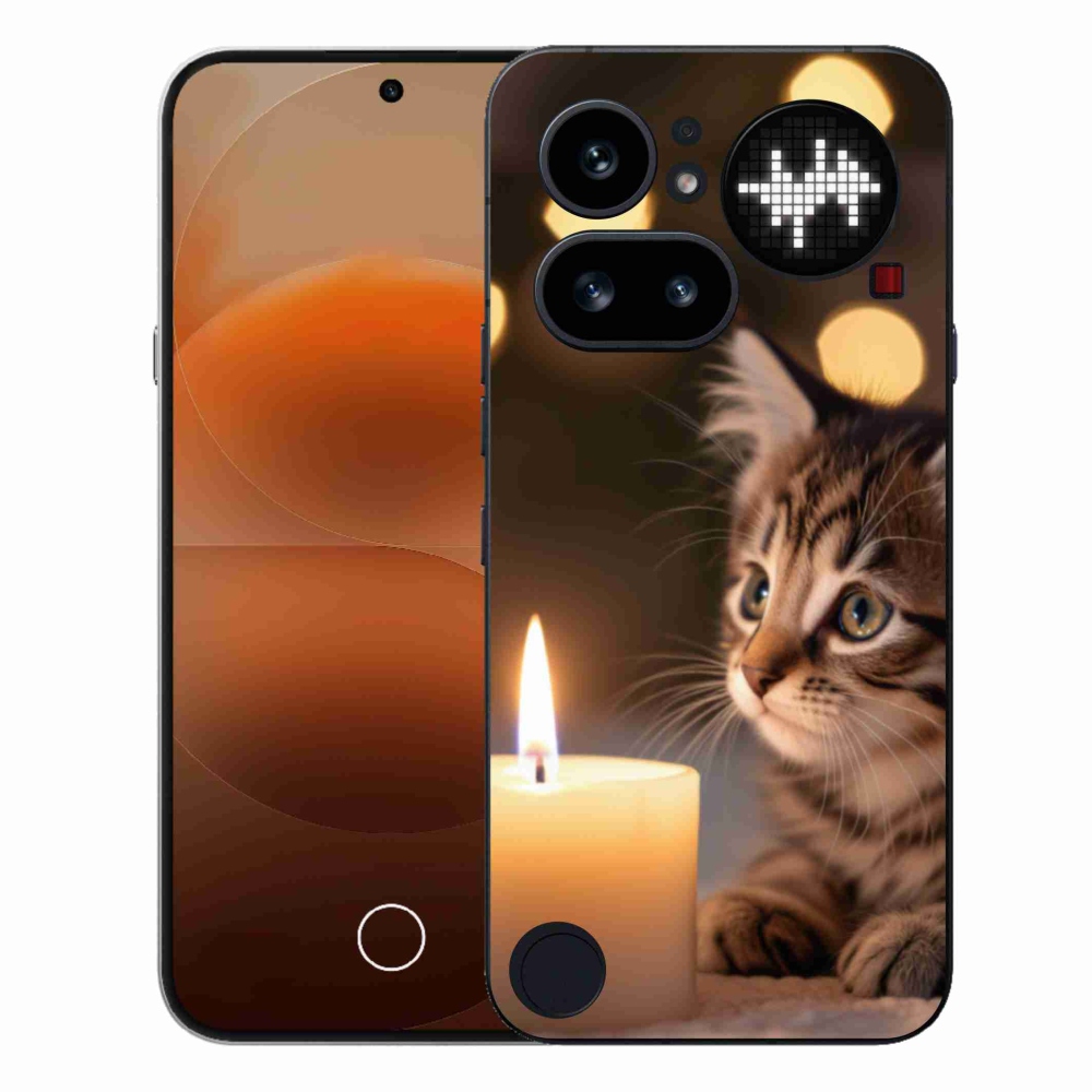 Gelový kryt mmCase na Nothing Phone (4a) - kotě a svíčka