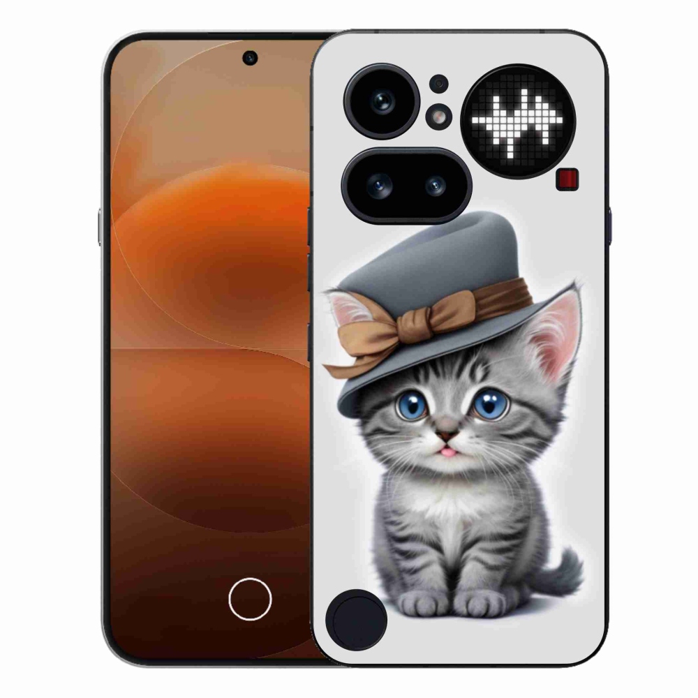 Gelový kryt mmCase na Nothing Phone (4a) - kotě s kloboukem