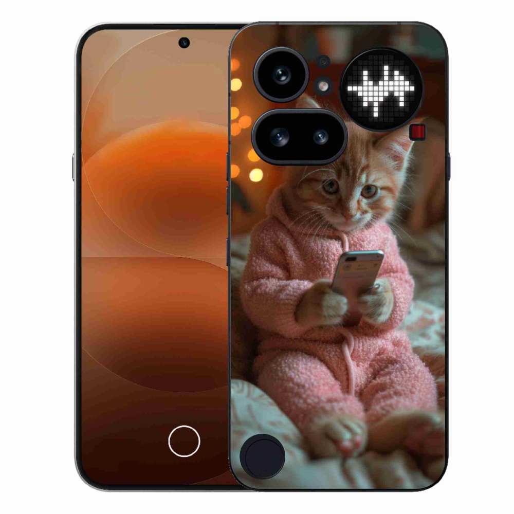Gelový kryt mmCase na Nothing Phone (4a) - kotě s mobilem