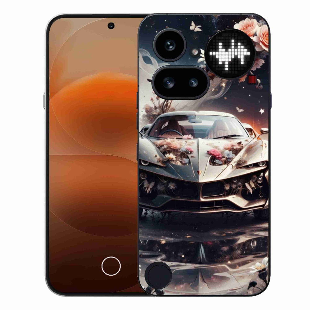 Gelový kryt mmCase na Nothing Phone (4a) - květinový sportovní vůz