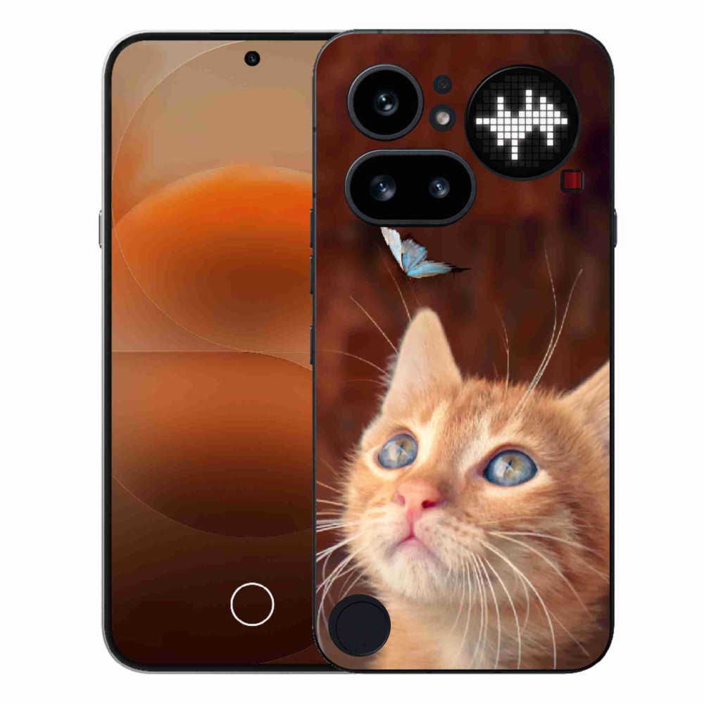 Gelový kryt mmCase na Nothing Phone (4a) - motýl a kotě