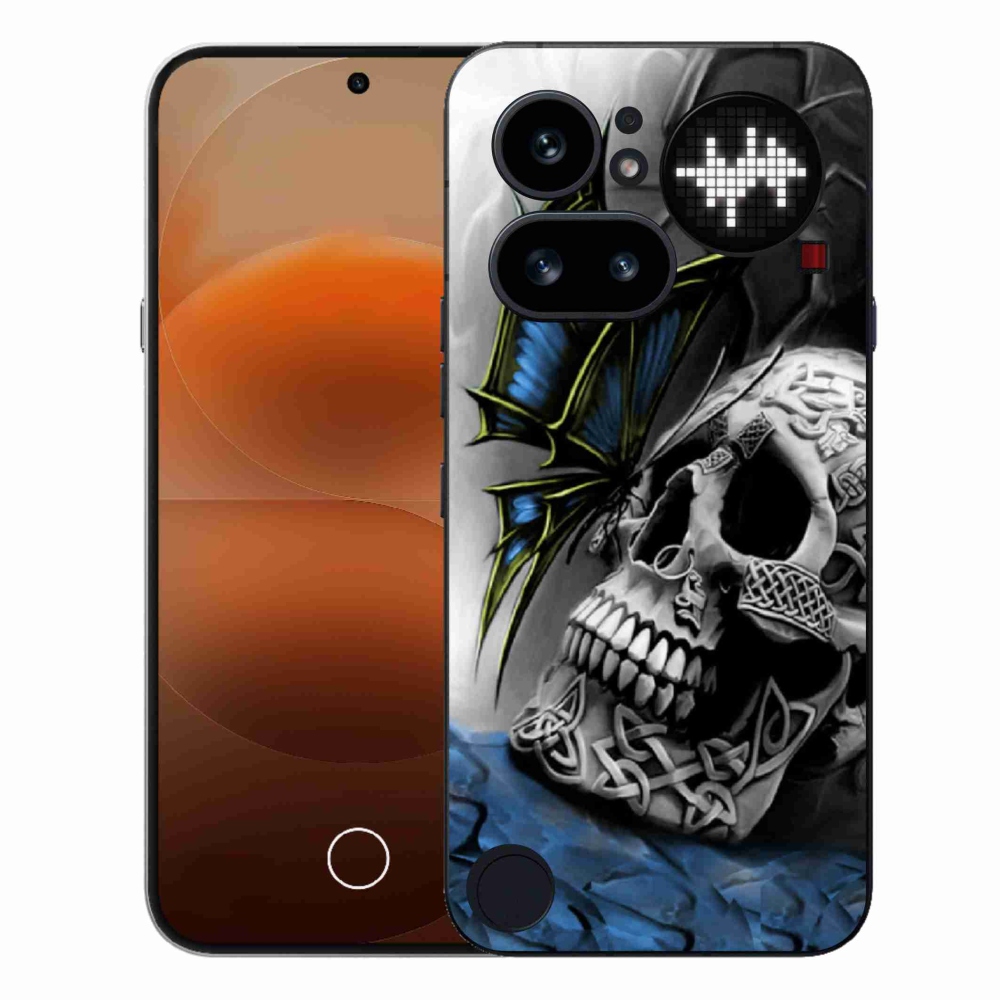 Gelový kryt mmCase na Nothing Phone (4a) - motýl a lebka