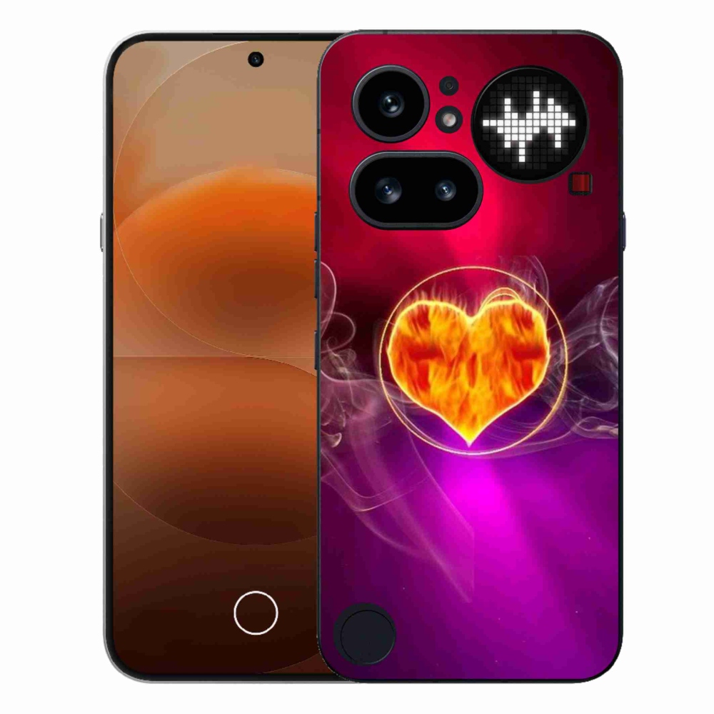 Gelový kryt mmCase na Nothing Phone (4a) - ohnivé srdce