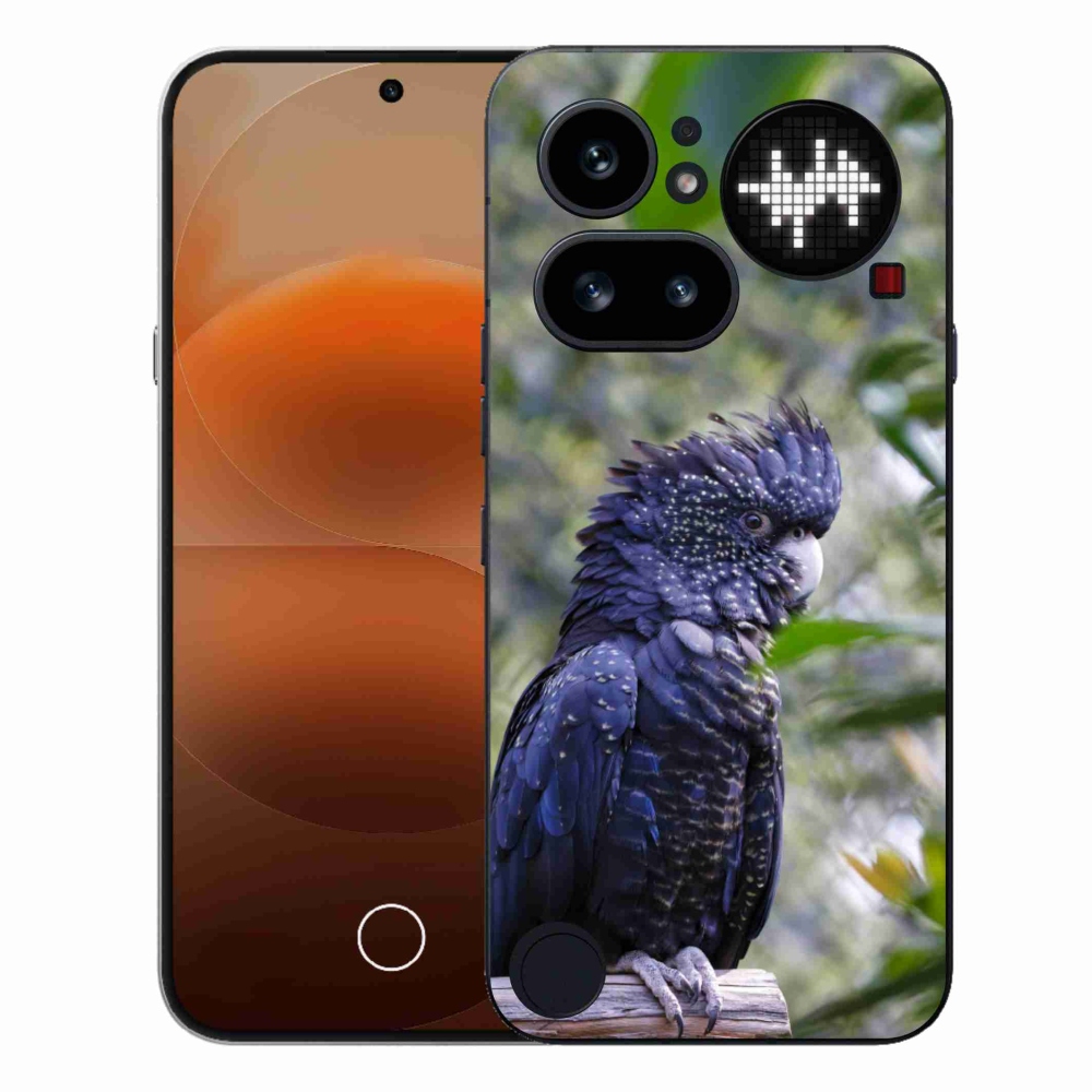 Gelový kryt mmCase na Nothing Phone (4a) - papoušek kakadu černý