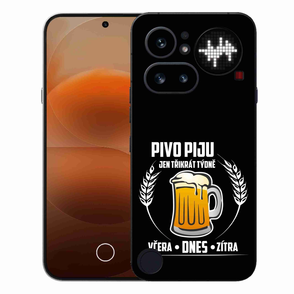 Gelový kryt mmCase na Nothing Phone (4a) - pivní motiv černé pozadí