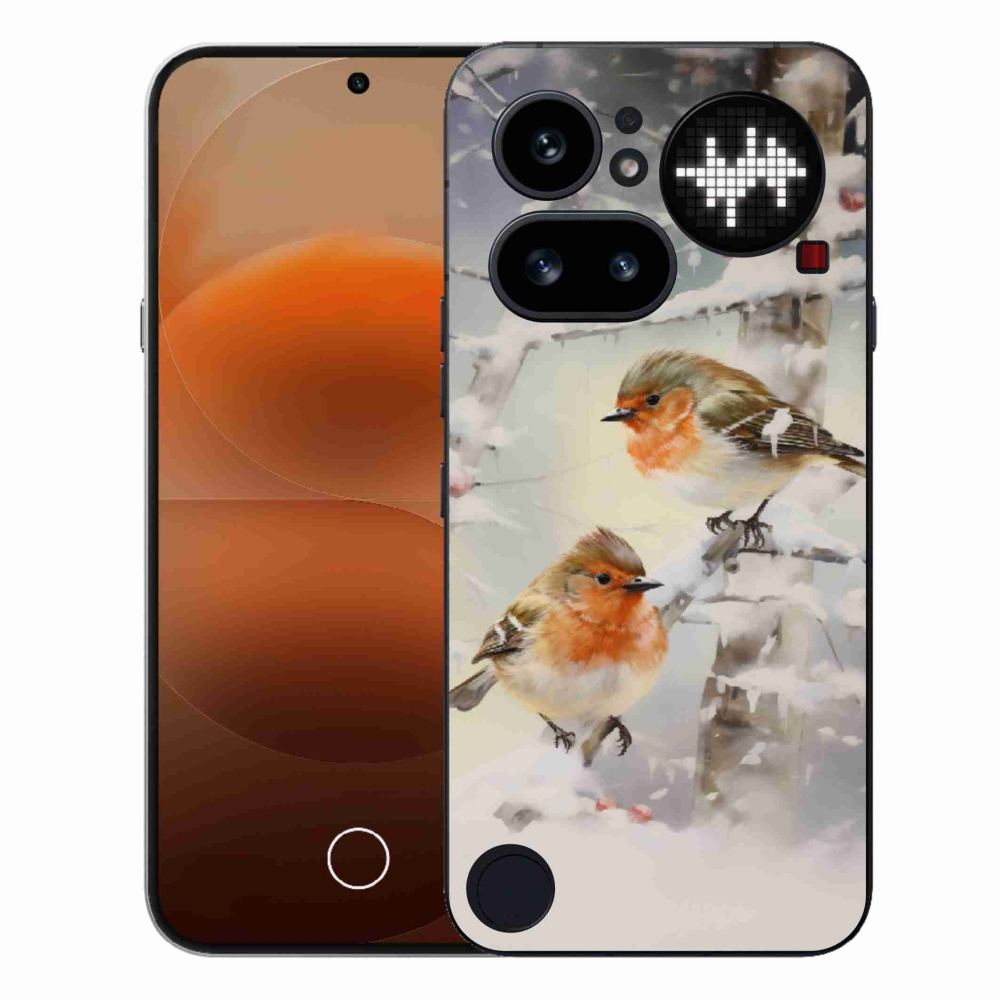 Gelový kryt mmCase na Nothing Phone (4a) - ptáčci v zimě
