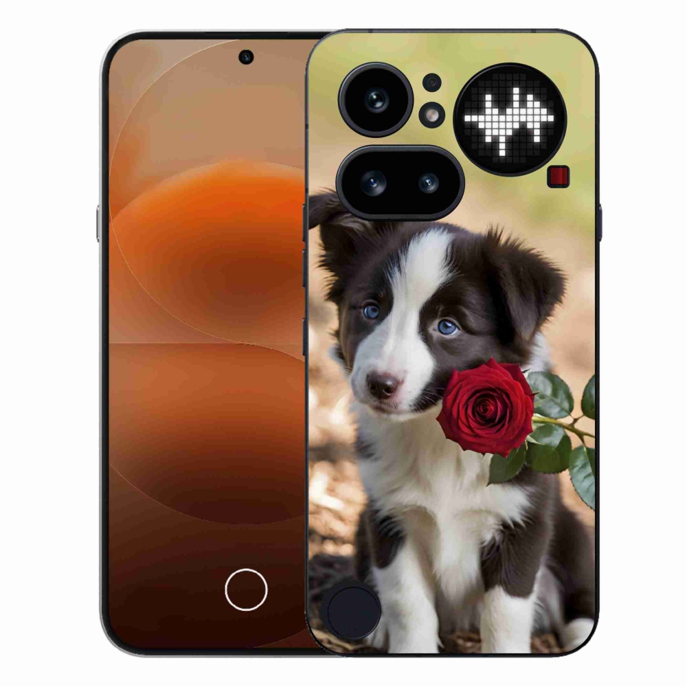 Gelový kryt mmCase na Nothing Phone (4a) - roztomilá border kolie s růží