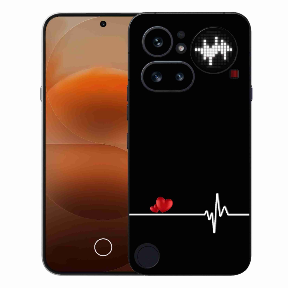 Gelový kryt mmCase na Nothing Phone (4a) - srdce a tep černé pozadí