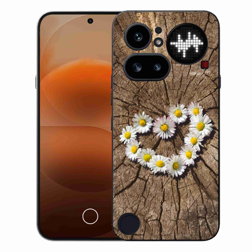 Gelový kryt mmCase na Nothing Phone (4a) - srdce z kopretin