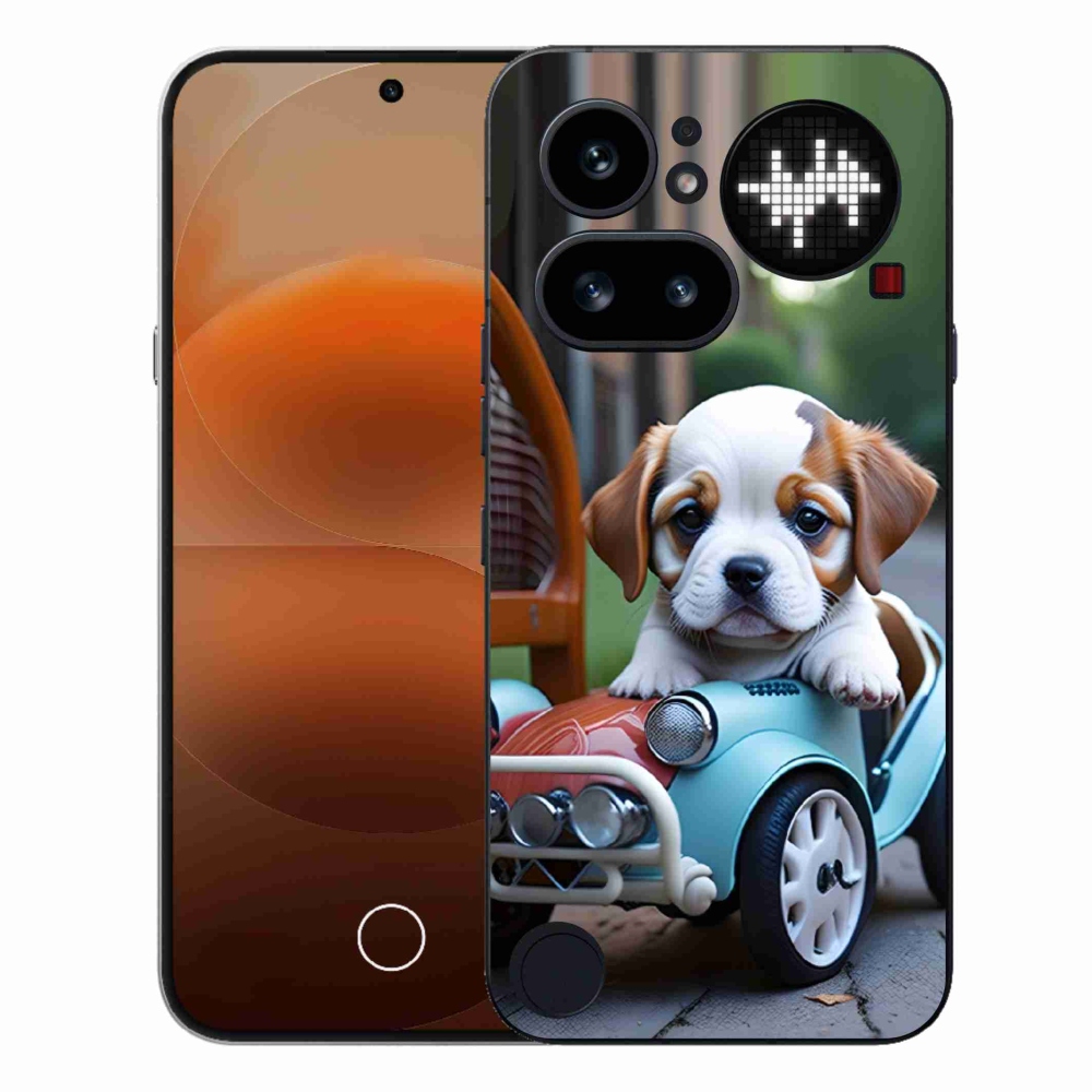 Gelový kryt mmCase na Nothing Phone (4a) - štěně v retro autě