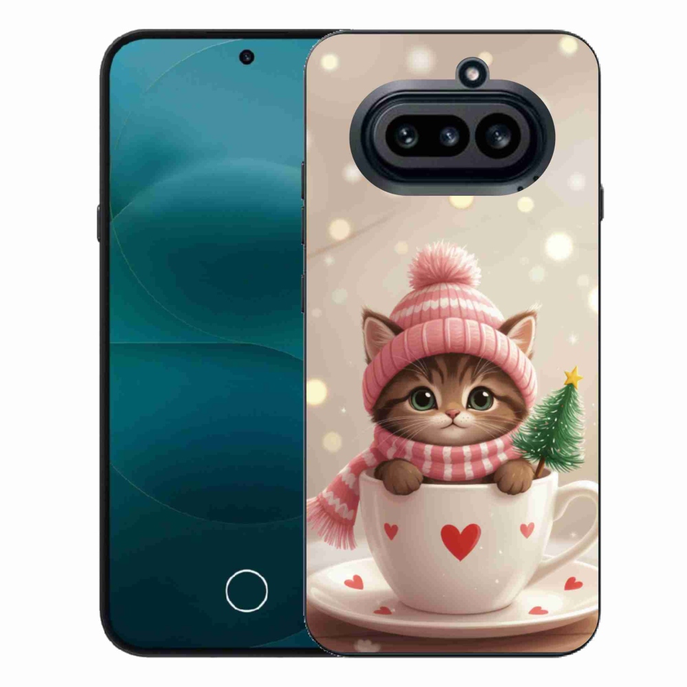 Gelový kryt mmCase na Nothing Phone (4a) - vánoční kotě v hrnku