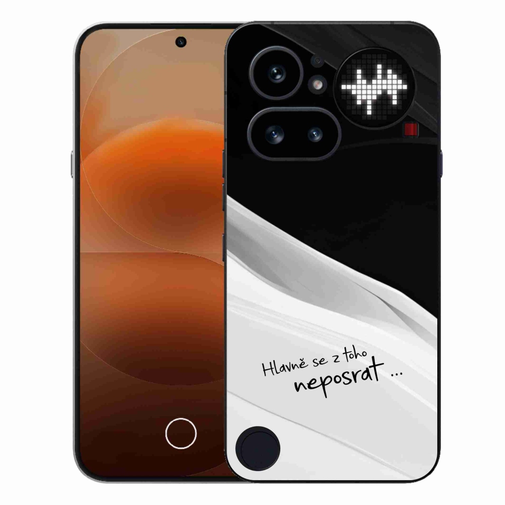 Gelový kryt mmCase na Nothing Phone (4a) - vtipný text 13 bíločerné pozadí