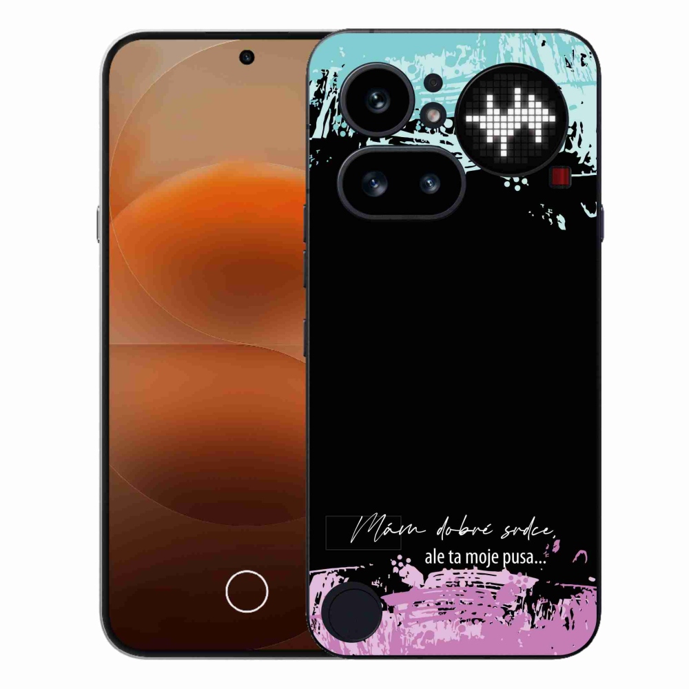 Gelový kryt mmCase na Nothing Phone (4a) - vtipný text 3 černé pozadí