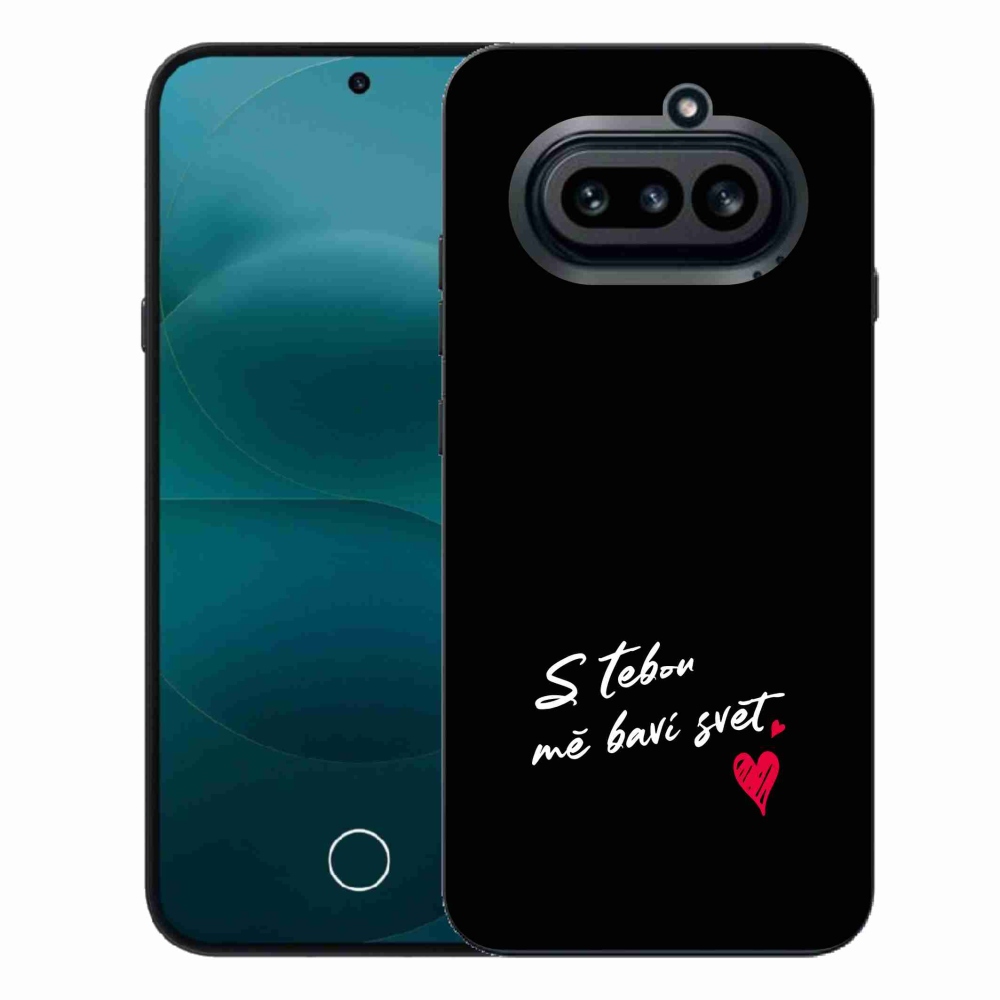 Gelový kryt mmCase na Nothing Phone (4a) - zamilovaný text 1 černé pozadí