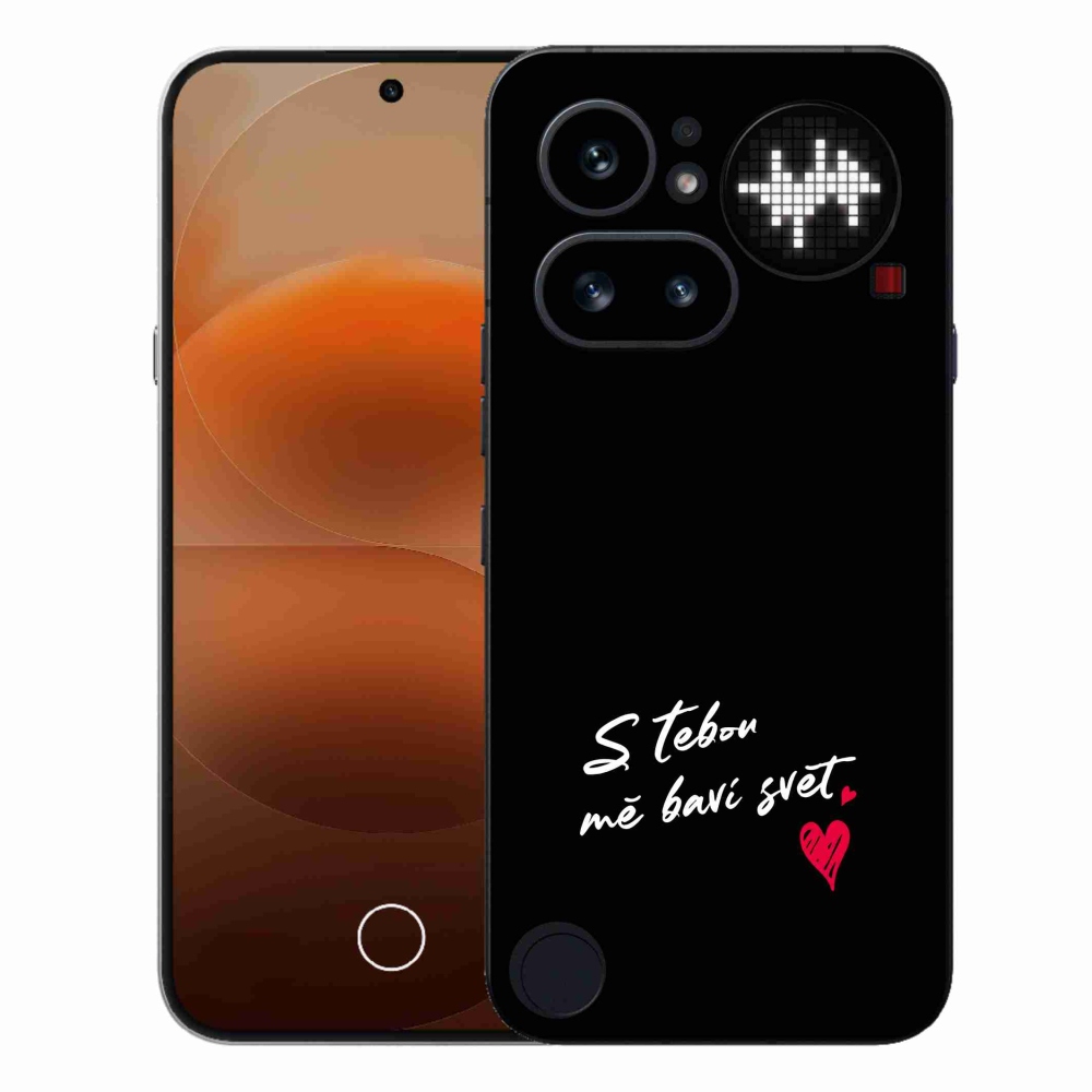 Gelový kryt mmCase na Nothing Phone (4a) - zamilovaný text 1 černé pozadí