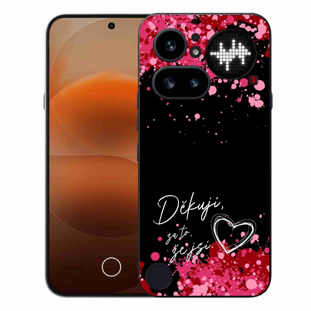 Gelový kryt mmCase na Nothing Phone (4a) - zamilovaný text 2 černé pozadí
