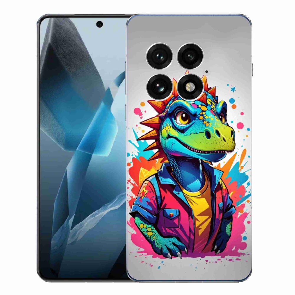 Gelový kryt mmCase na One Plus 13 - barevný dinosaurus