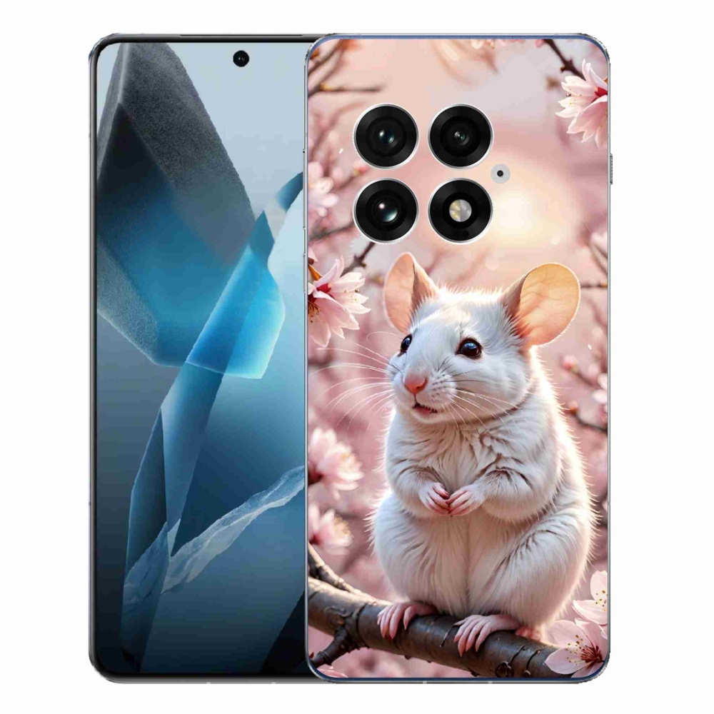 Gelový kryt mmCase na One Plus 13 - bílá myš na větvi