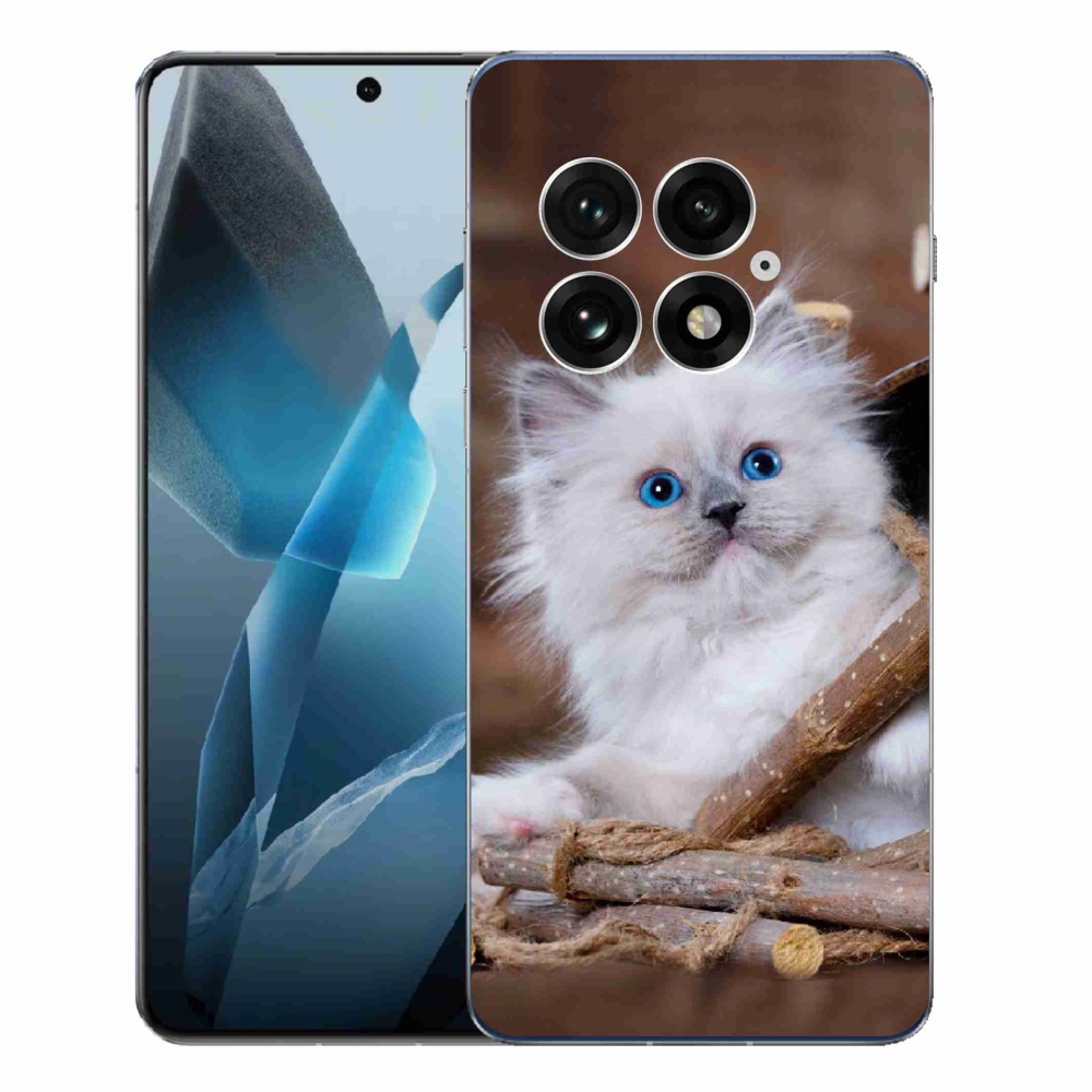 Gelový kryt mmCase na One Plus 13 - bílé kotě