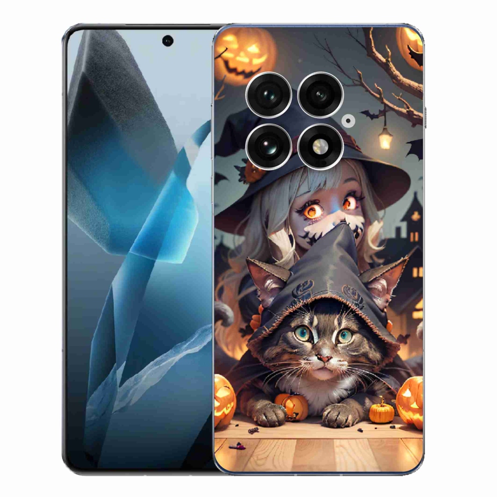 Gelový kryt mmCase na One Plus 13 - čarodějnice s kočkou
