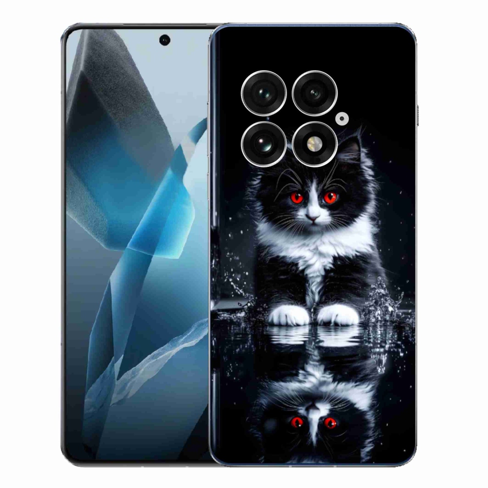 Gelový kryt mmCase na One Plus 13 - černobílé kotě