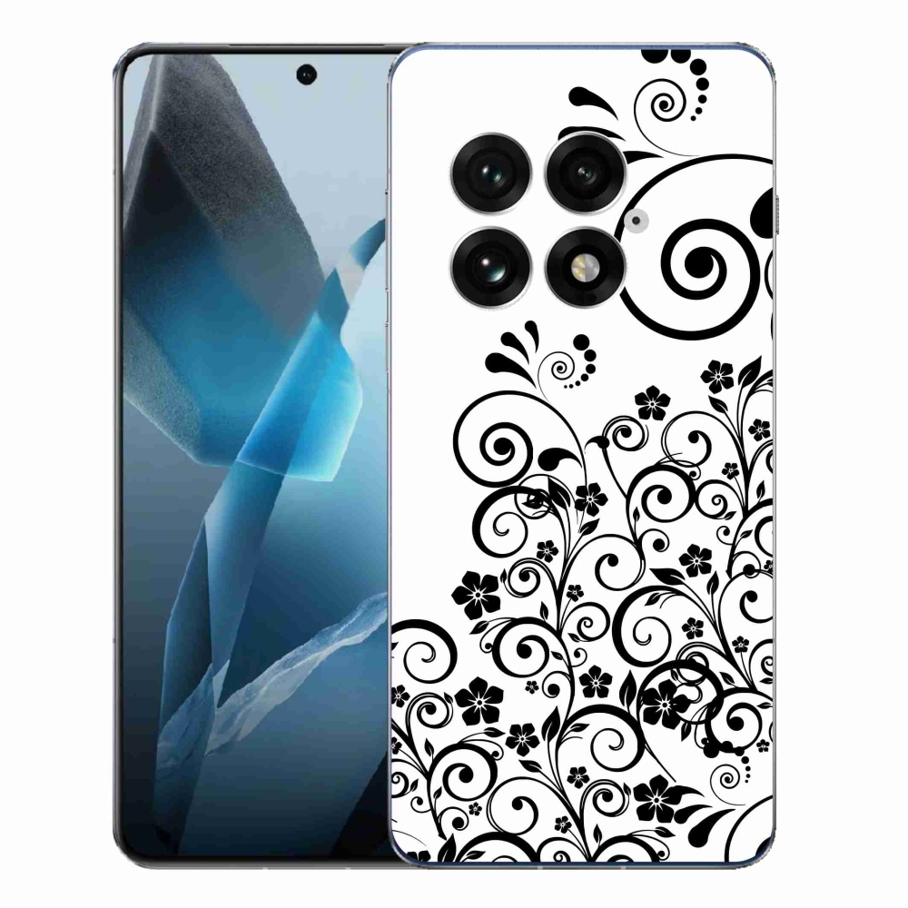Gelový kryt mmCase na One Plus 13 - černobílé květinové vzory