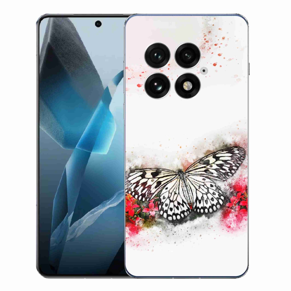 Gelový kryt mmCase na One Plus 13 - černobílý motýl