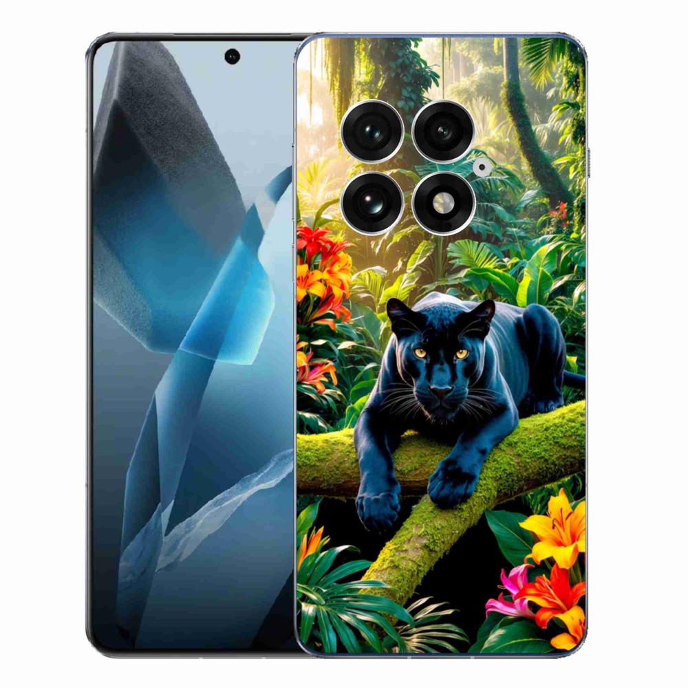Gelový kryt mmCase na One Plus 13 - černý panter v džungli