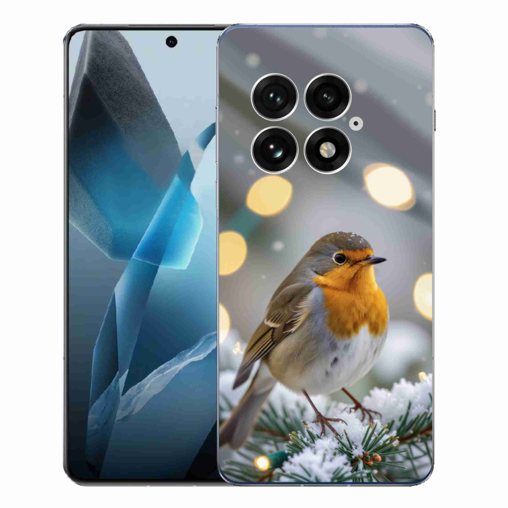 Gelový kryt mmCase na One Plus 13 - červenka v zimě
