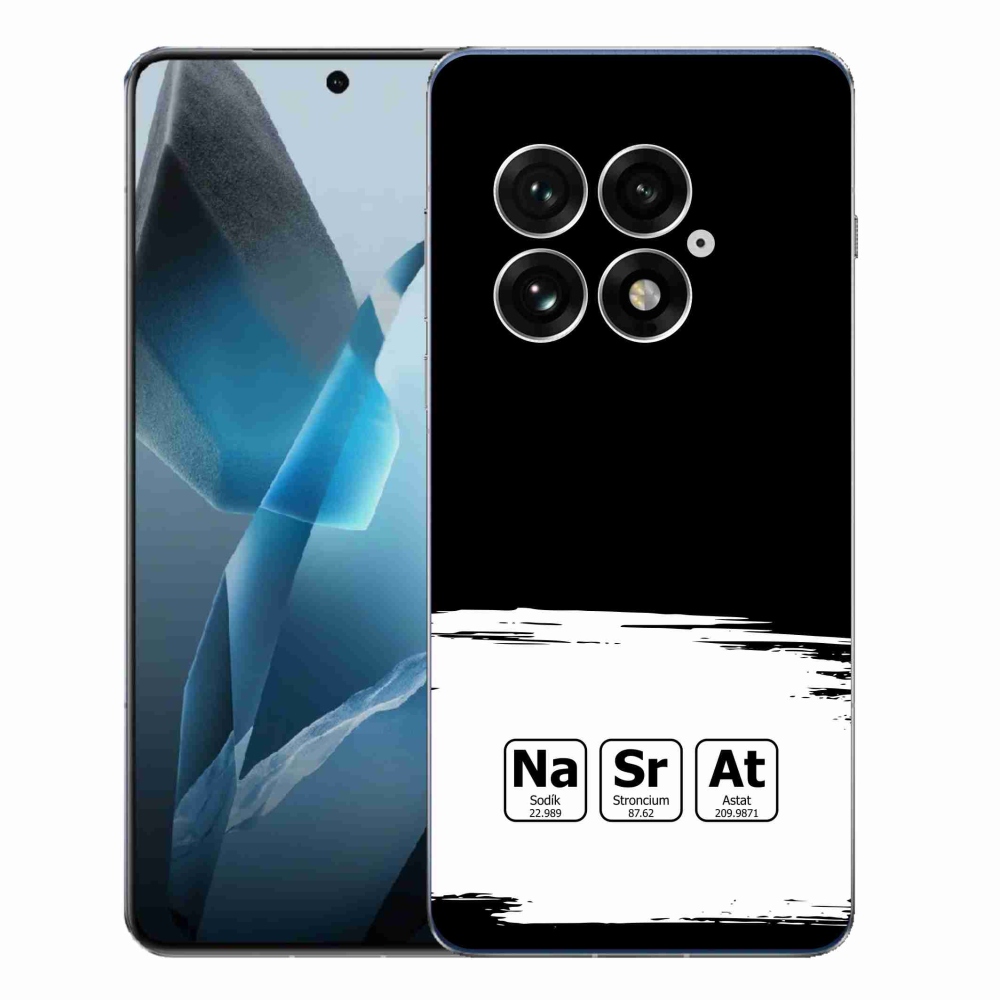 Gelový kryt mmCase na One Plus 13 - chemické prvky bíločerné pozadí