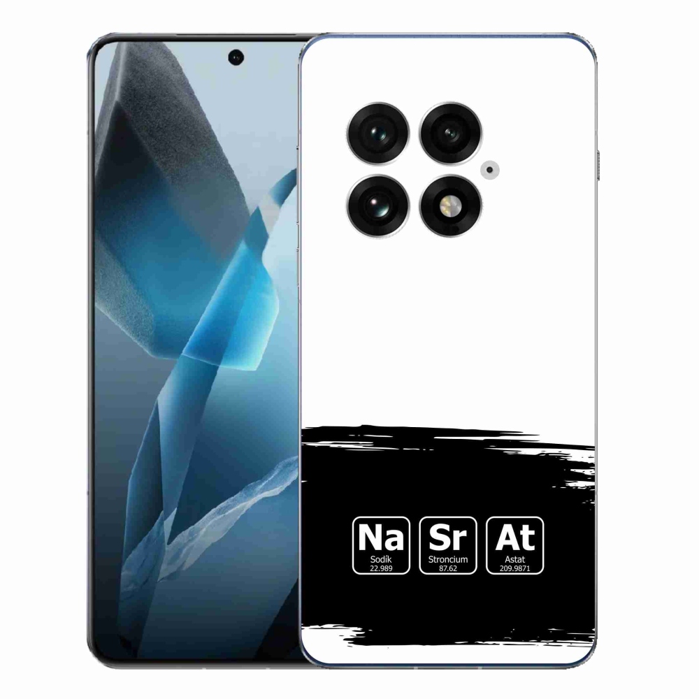 Gelový kryt mmCase na One Plus 13 - chemické prvky černobílé pozadí