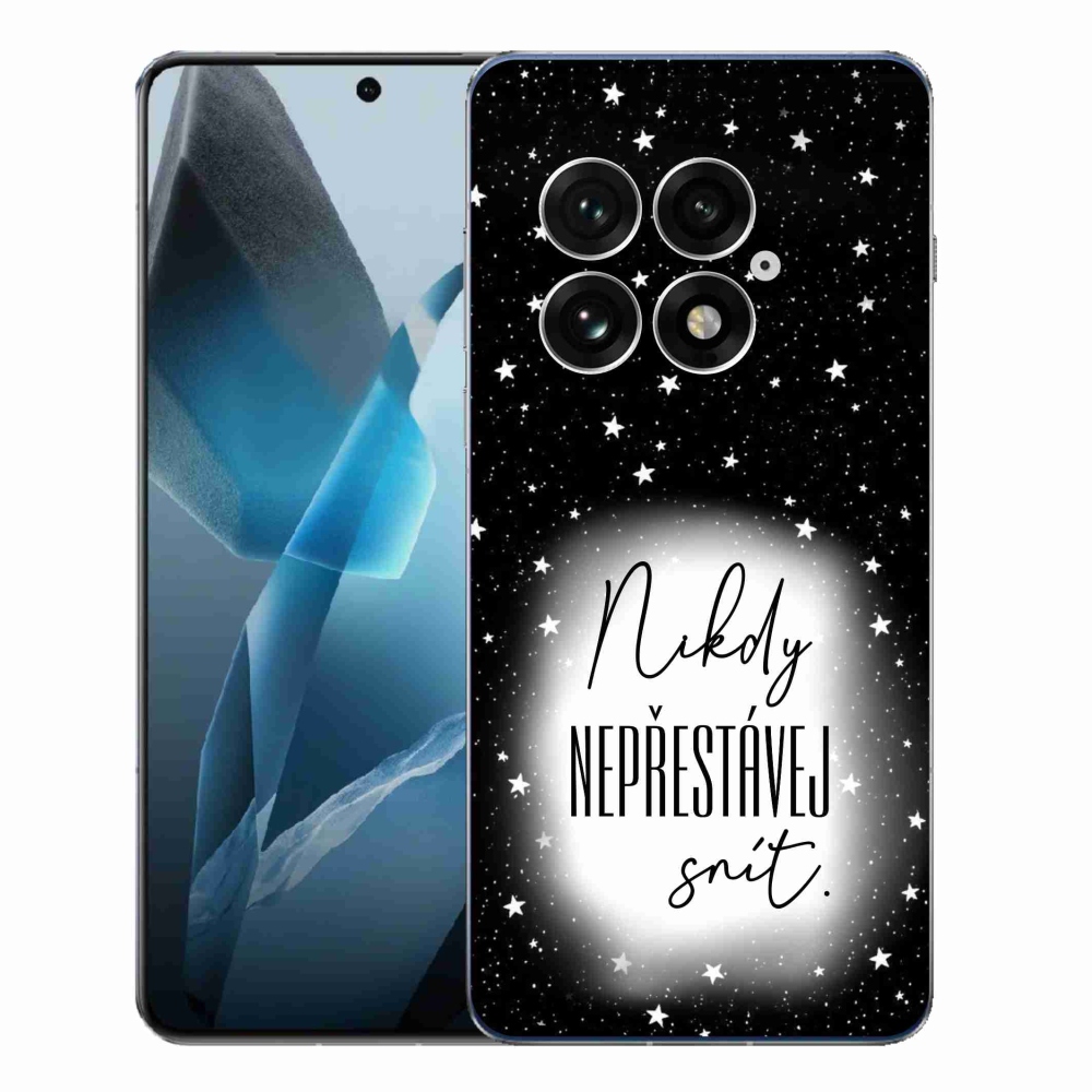 Gelový kryt mmCase na One Plus 13 - citát 1 bíločerné pozadí