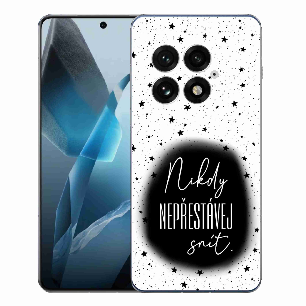 Gelový kryt mmCase na One Plus 13 - citát 1 černobílé pozadí