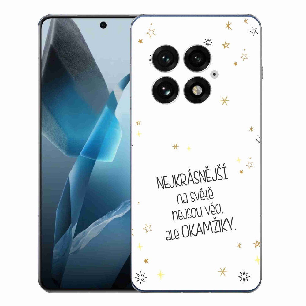 Gelový kryt mmCase na One Plus 13 - citát 4 bílé pozadí