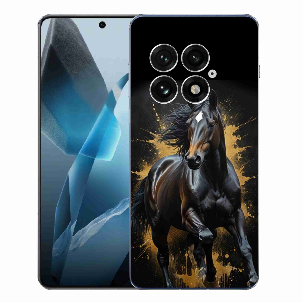 Gelový kryt mmCase na One Plus 13 - elegantní černý hřebec