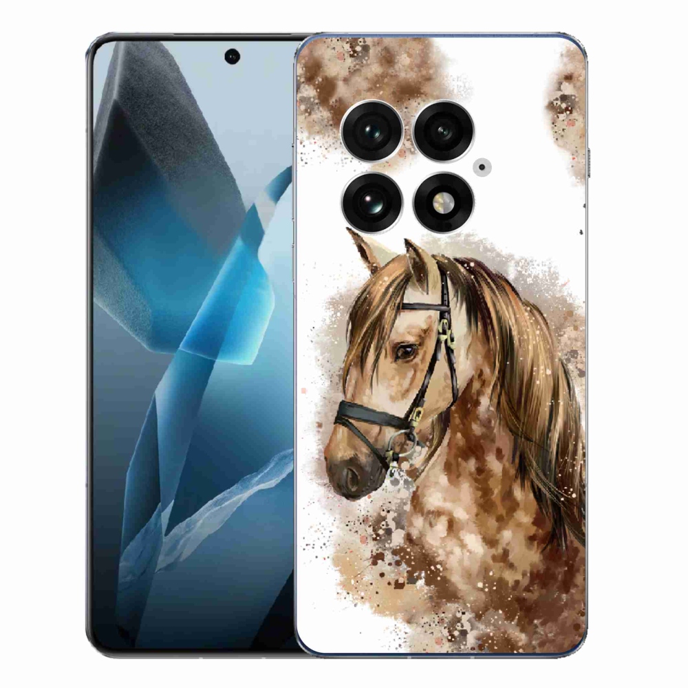 Gelový kryt mmCase na One Plus 13 - hnědý kreslený kůň