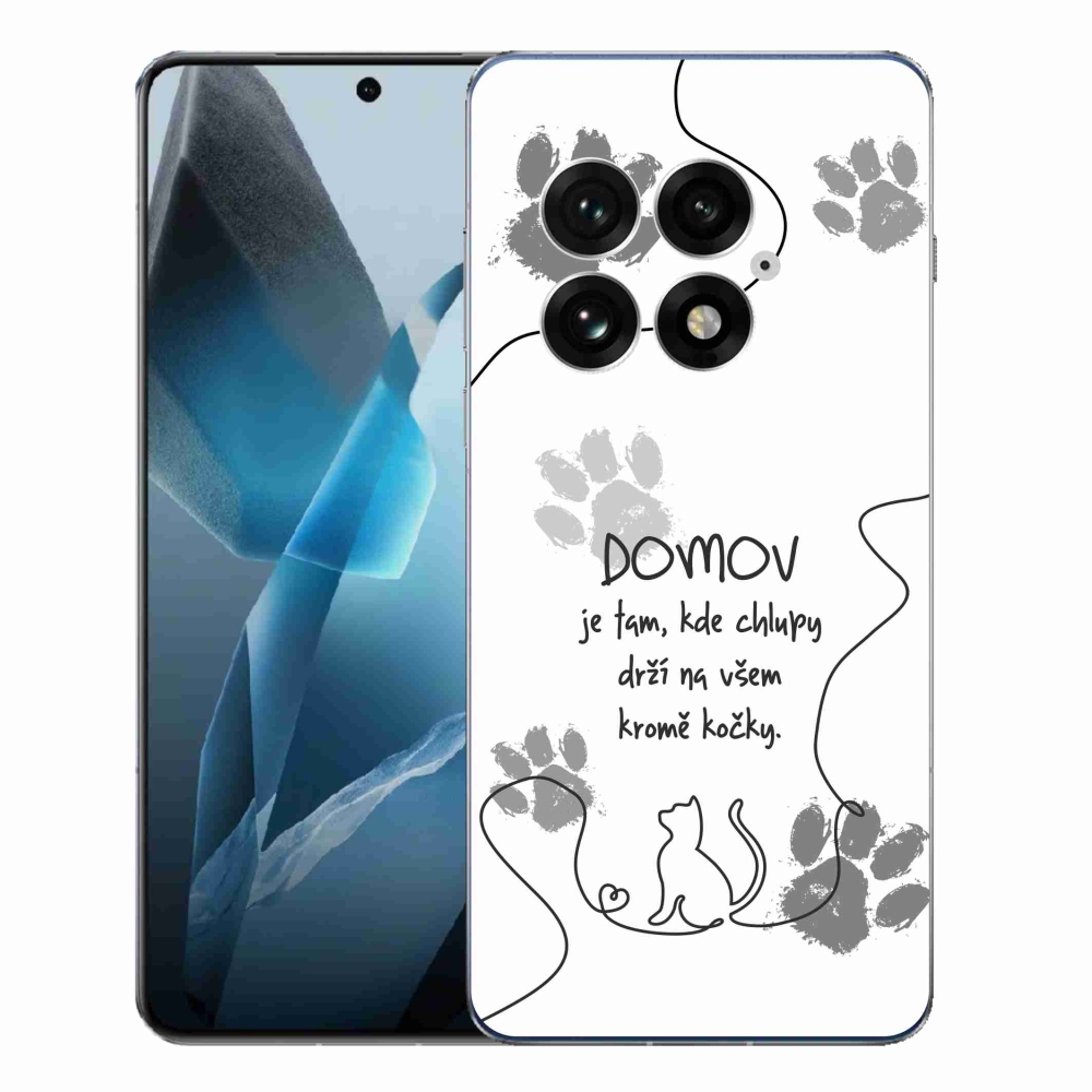 Gelový kryt mmCase na One Plus 13 - kočičí motiv bílé pozadí