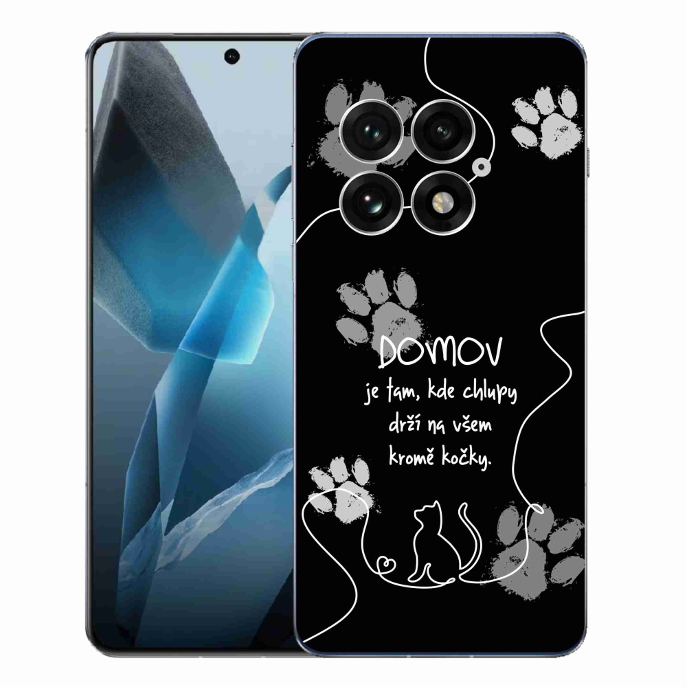 Gelový kryt mmCase na One Plus 13 - kočičí motiv černé pozadí