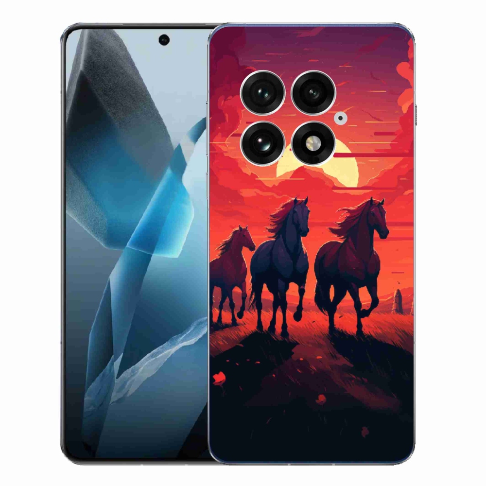 Gelový kryt mmCase na One Plus 13 - koně a západ slunce