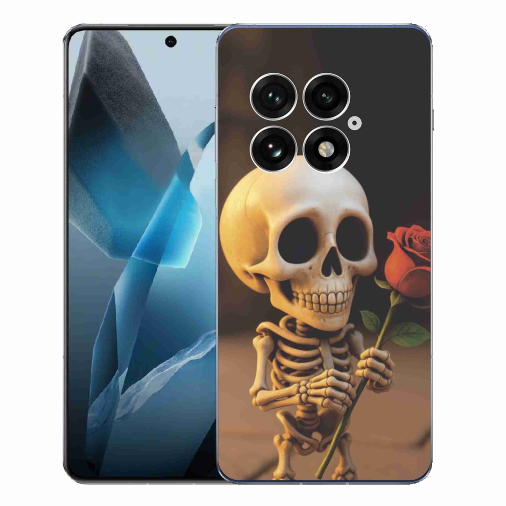 Gelový kryt mmCase na One Plus 13 - kostlivec s růží