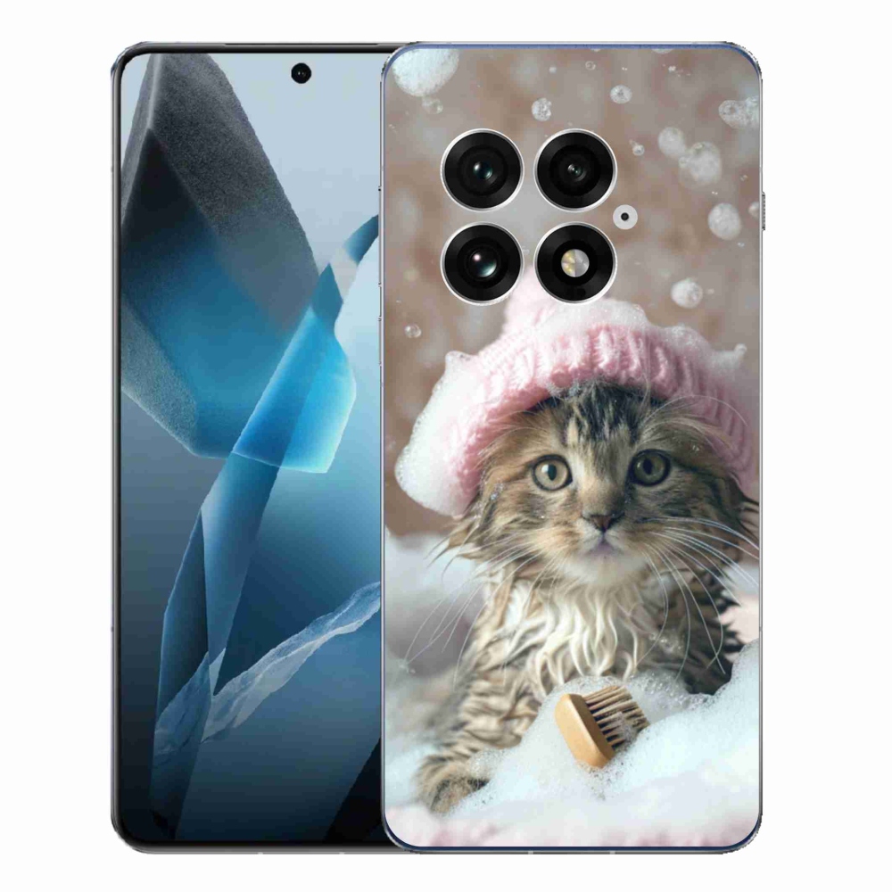 Gelový kryt mmCase na One Plus 13 - kotě a koupel