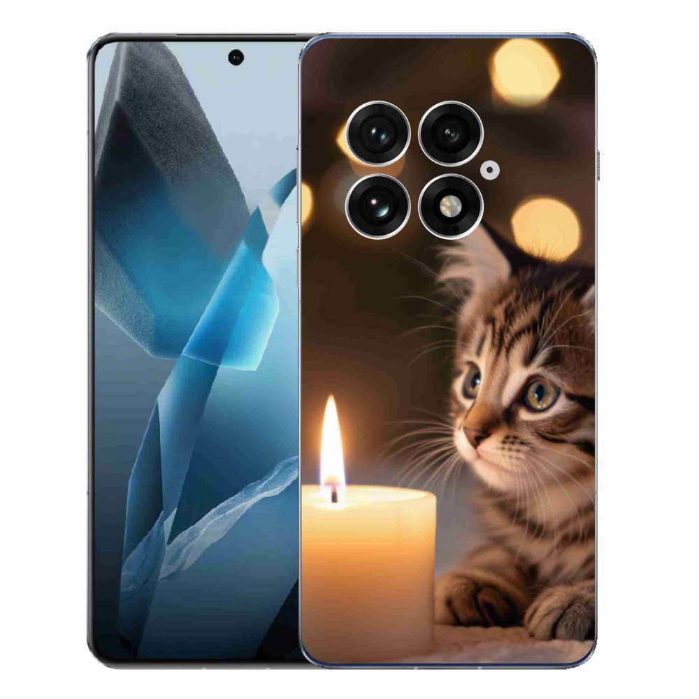 Gelový kryt mmCase na One Plus 13 - kotě a svíčka