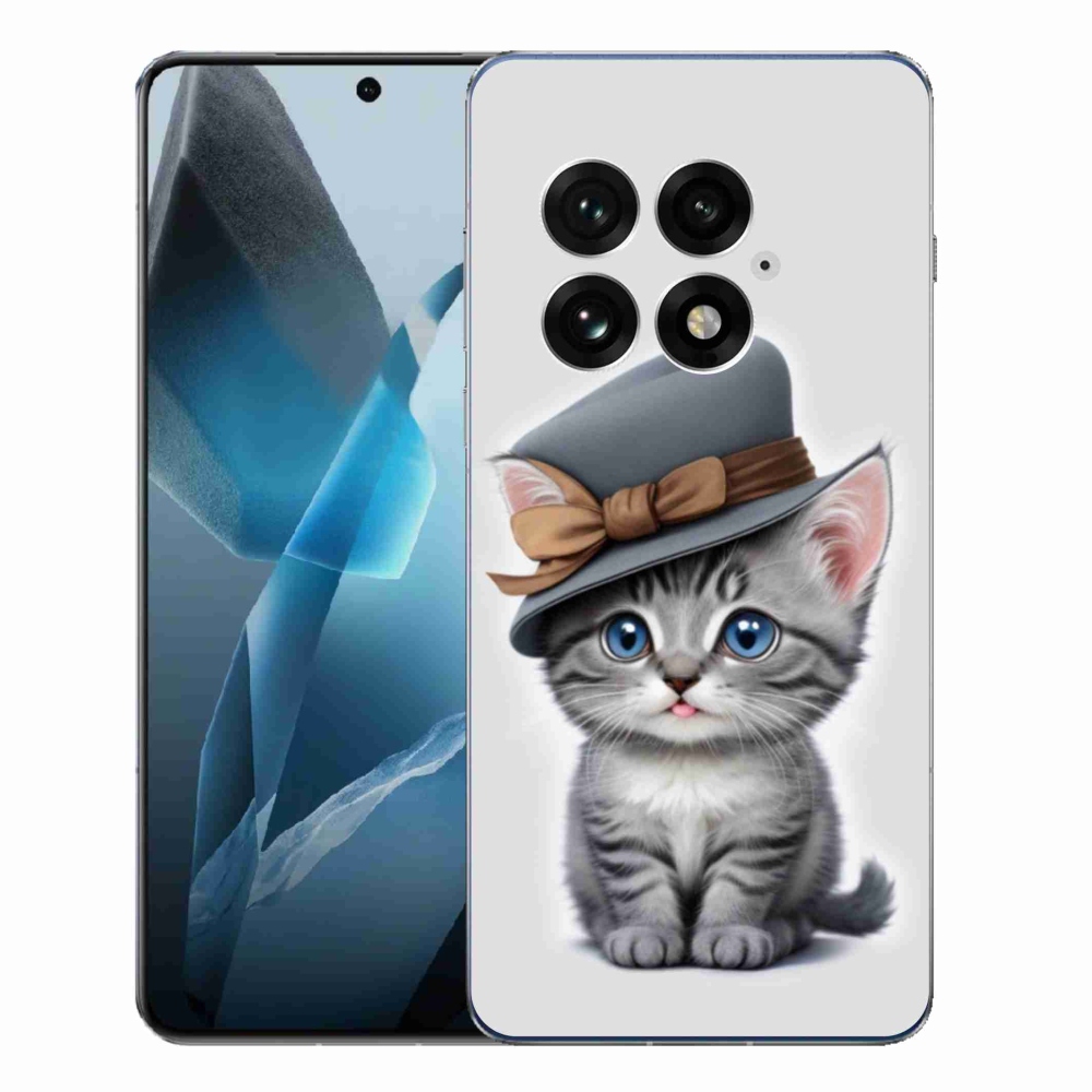 Gelový kryt mmCase na One Plus 13 - kotě s kloboukem